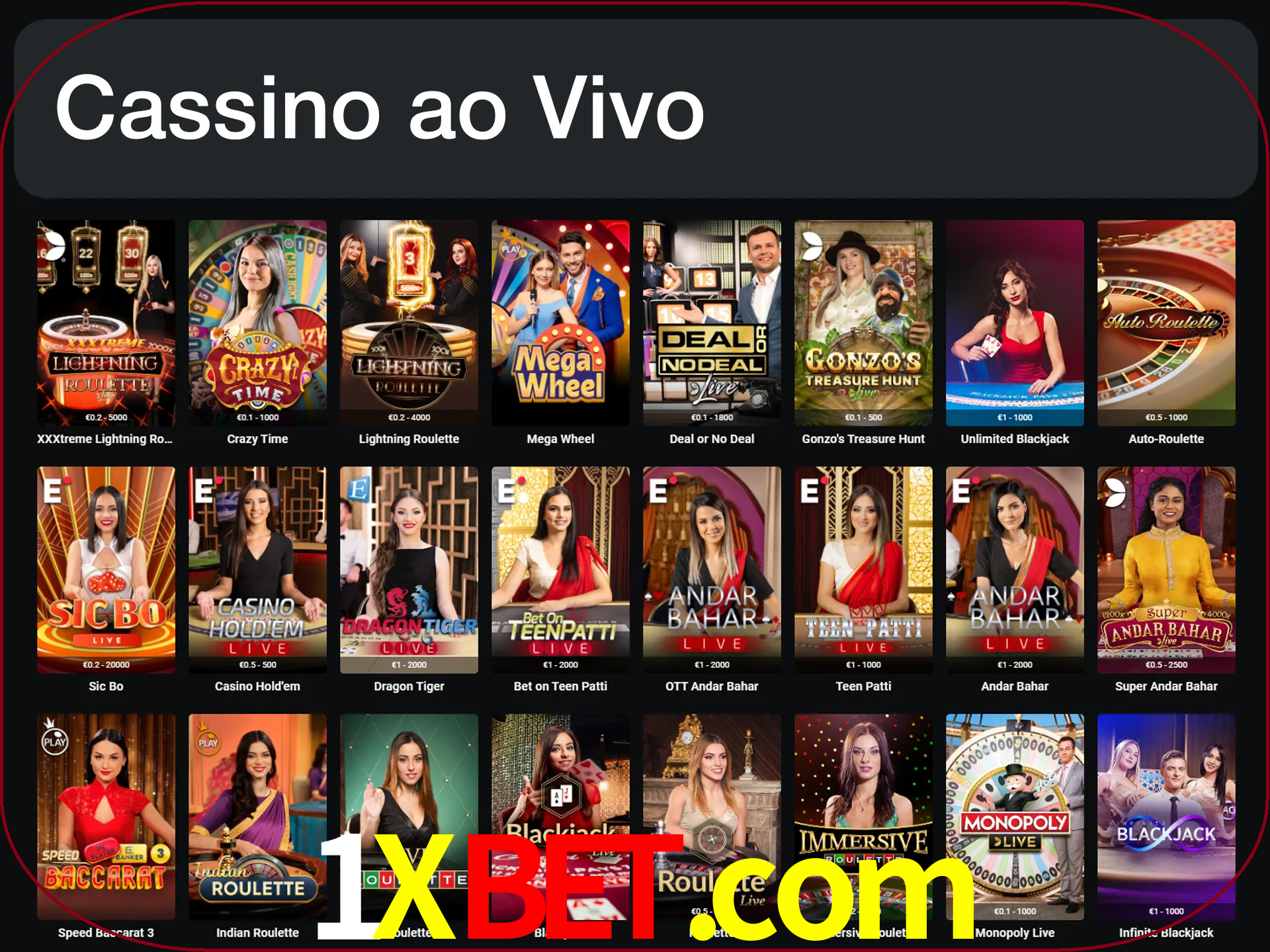 Jogue jogos de cassino com um verdadeiro dealer.