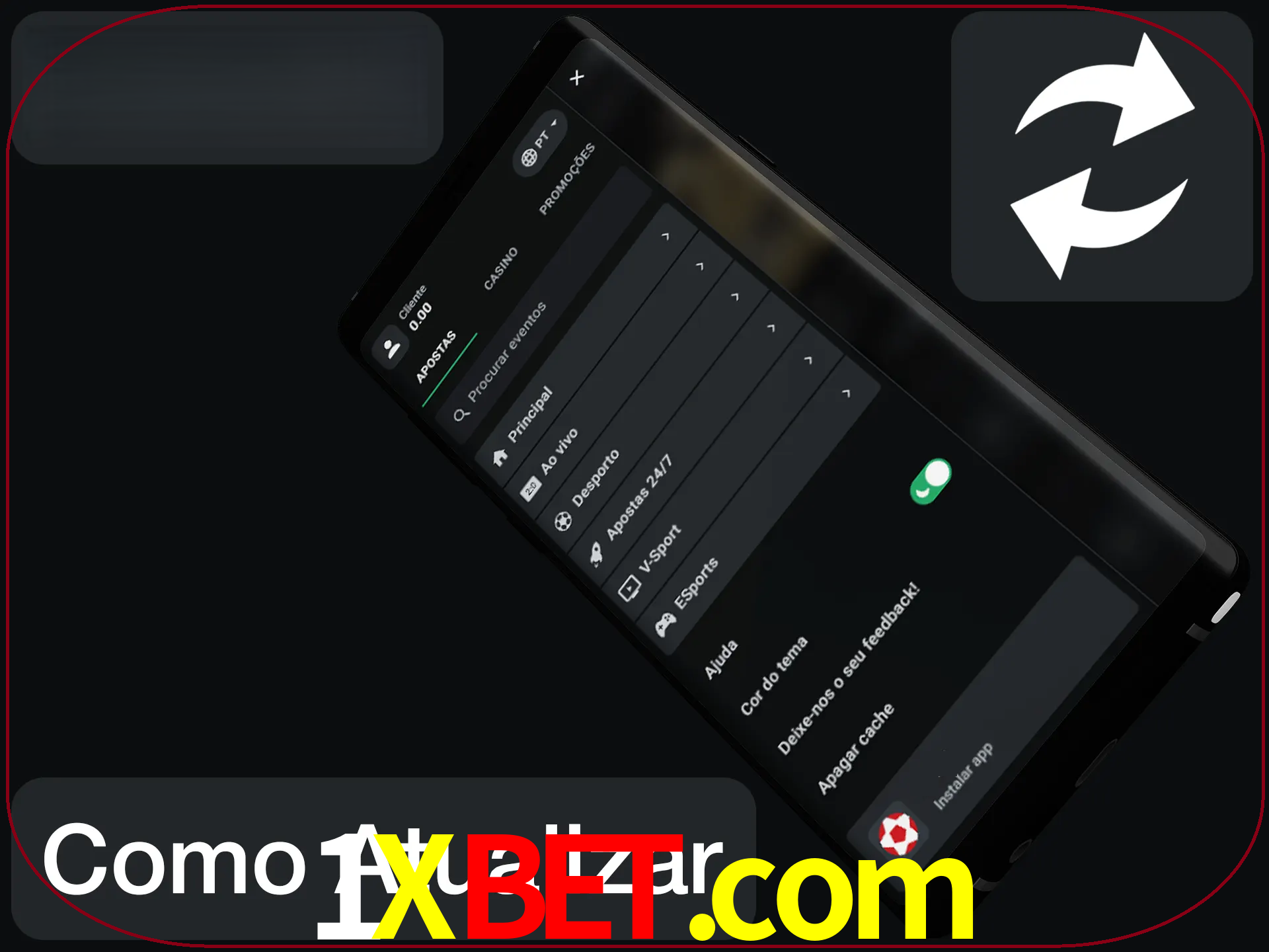 O aplicativo é atualizado automaticamente quando você faz o login.